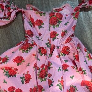 Dolls Kill pink puff sleeve dress